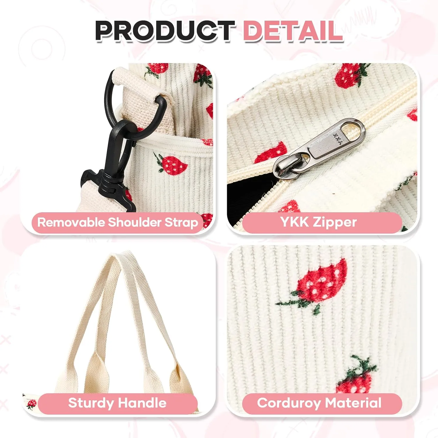 Corduroy Tote Bag for Women, Crossbody Bags, Mutil Pockets Handbag Tote Bag for Travel, Work