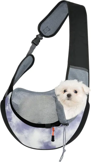 Cosmos Pet Dog Sling Carrier Breathable Mesh Pet Sling Bag Travel Pet Safe Carrier Hand Free Puppy Satchel with Padded Strap and Safety Rope for Small Dogs Cats Puppies to Outdoor Travel (Grey Blue)
