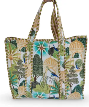 Cotton Tiger Block Print Tote Bag, Indian Handmade Shopping Shoulder Bag, Unisex Market Daily Use