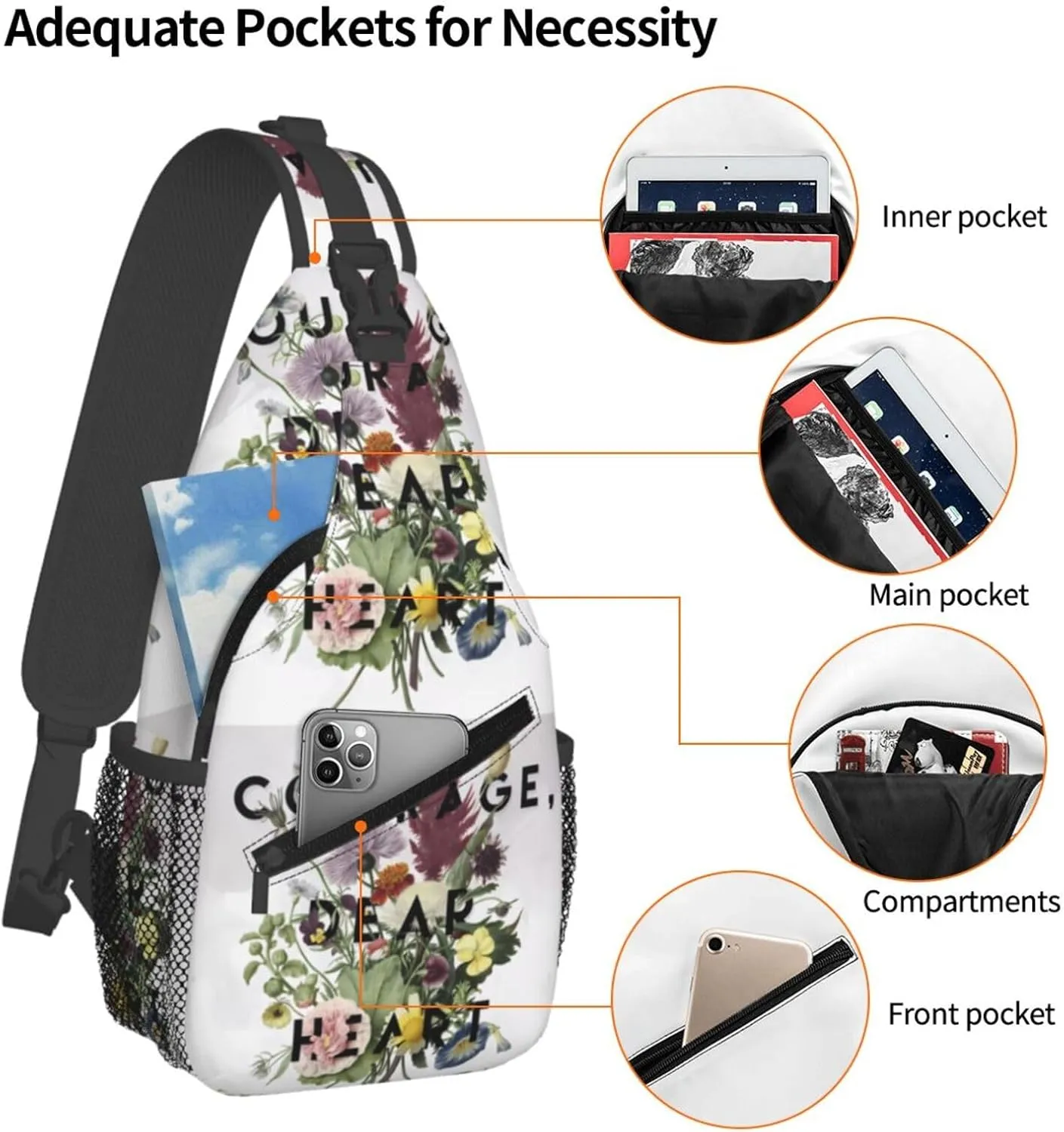 Courage Chest Sling Bag Crossbody Shoulder Backpack Bag Gym Cycling Daypack Travel Hiking Cross Bag