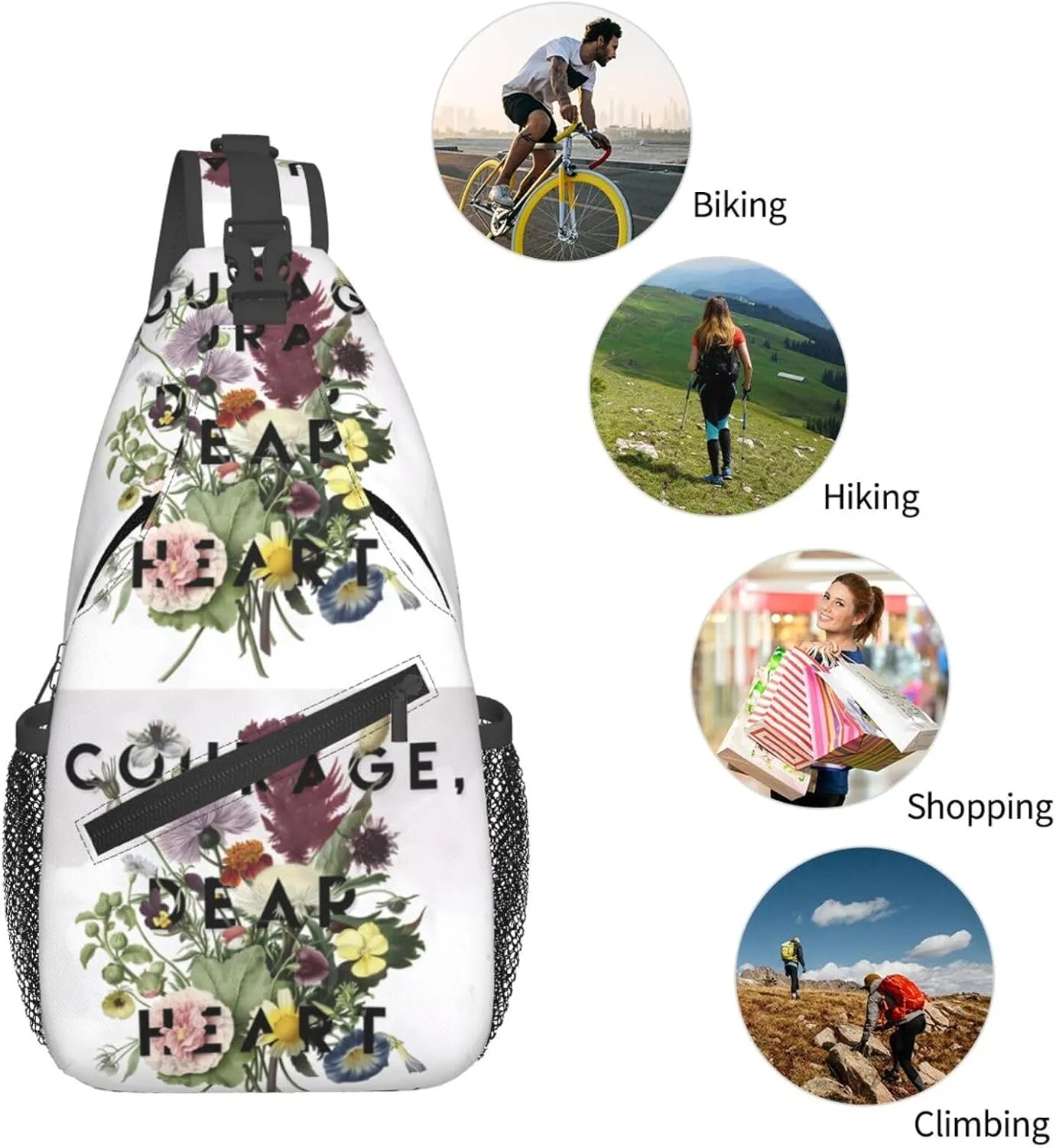 Courage Chest Sling Bag Crossbody Shoulder Backpack Bag Gym Cycling Daypack Travel Hiking Cross Bag