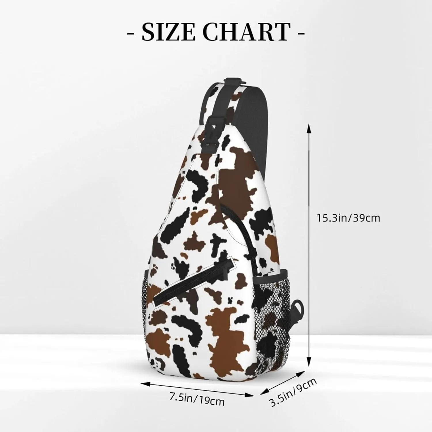 Cow Print Sling Bag for Women Crossbody Bag Cute Animal Skin Texture Black Brown Cowhide Sling Backpack for Men Abstract Animal Spots Pattern Shoulder Bag Gym Sports Travel Hiking Daypack