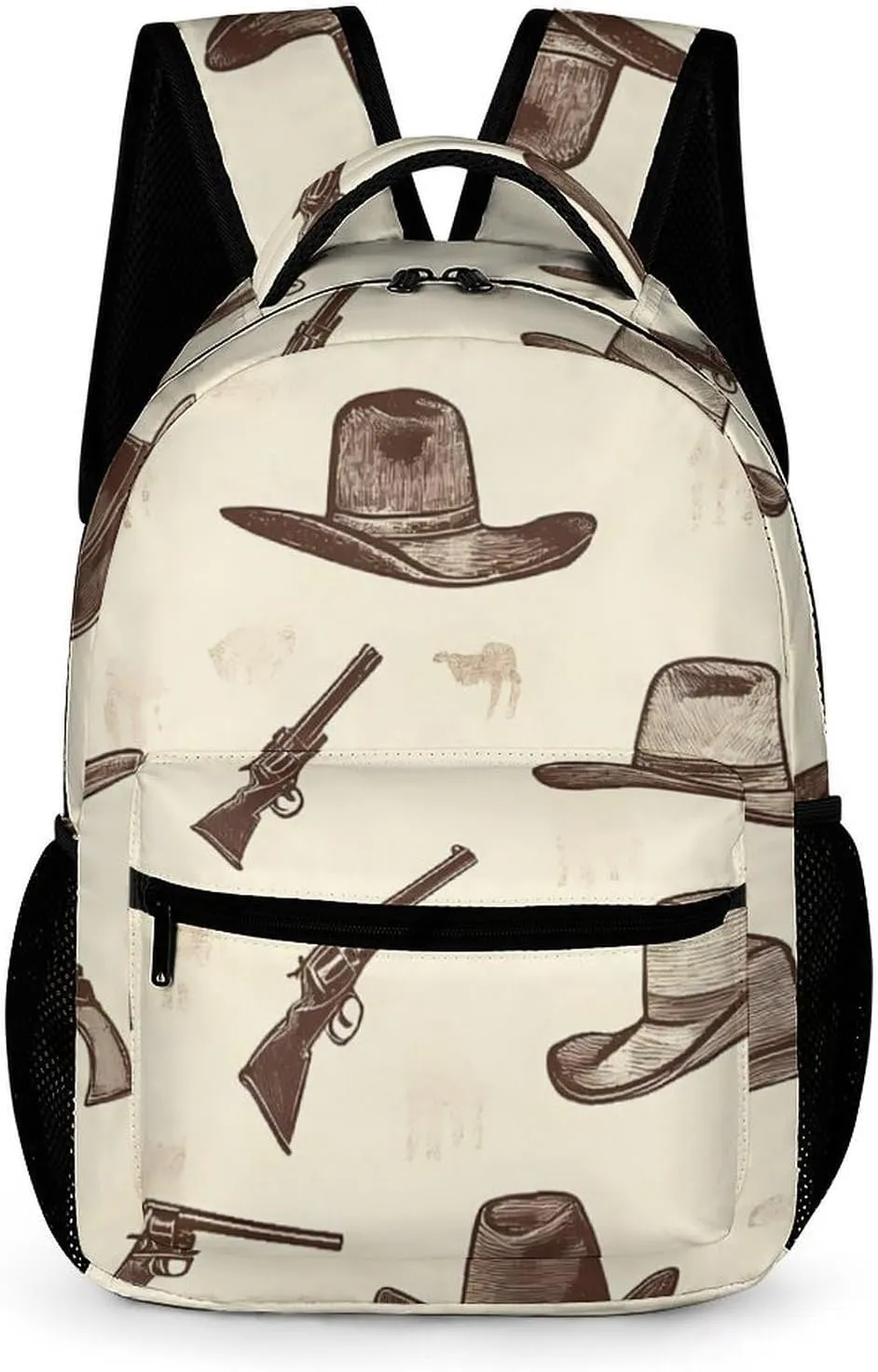 Cowboys Hats Guns Casual Backpack Travel Laptop Cute Basic Shoulder Bag for Work Women & Men