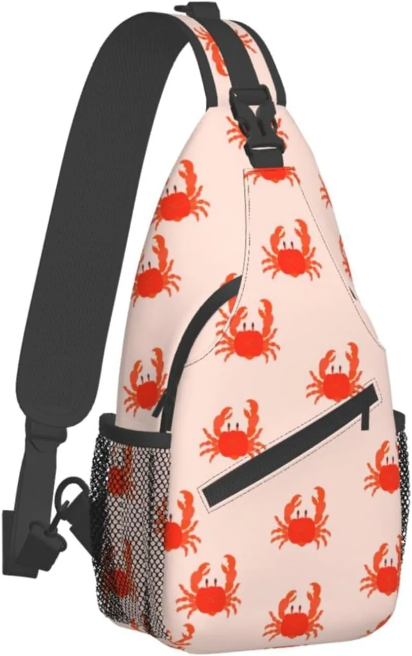 Crabs Seafood Marine Sling Bag for Women Mens Crossbody Backpack Hiking Travel Daypack Shoulder Chest Bag with Adjustable Strap