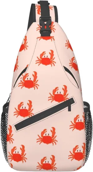 Crabs Seafood Marine Sling Bag for Women Mens Crossbody Backpack Hiking Travel Daypack Shoulder Chest Bag with Adjustable Strap