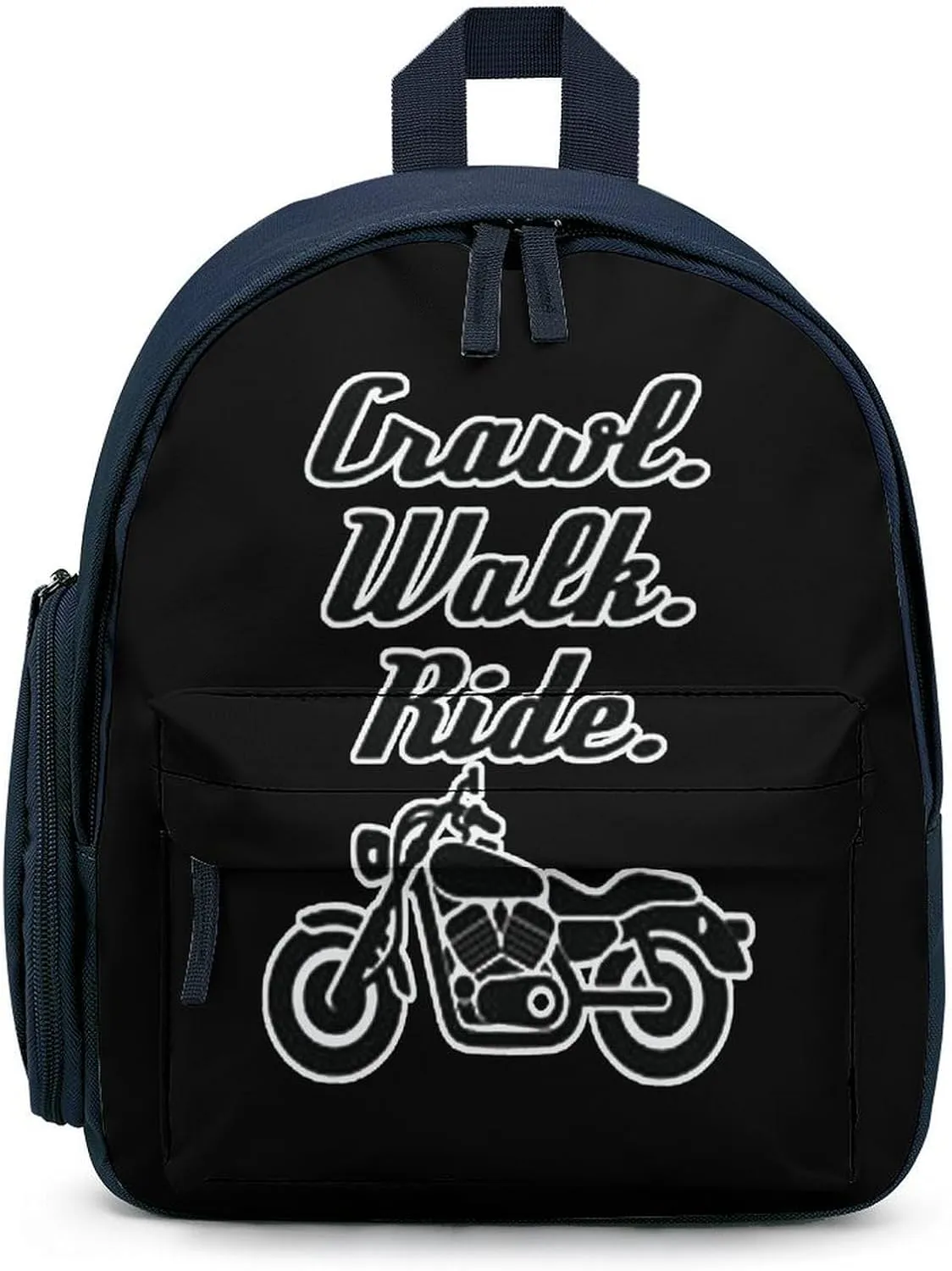 Crawl Walk Ride Motocycle Simple Backpack Lightweight Cute Printing Shoulder Bag Family Travel Blue-style