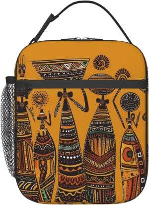 Creative African Culture Lunch Bag Insulated Reusable Lunch Box Large Capacity Leakproof Lunch Cooler Totes Meal Bags For Women Men Work Office Picnic Travel