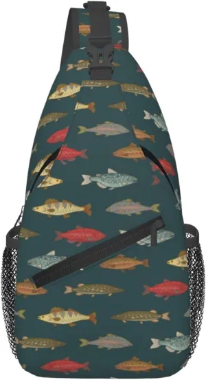 Cross Body Sling Bag For Women Men River Freshwater Fish Crossbody Bag Anti Theft Chest Bag Shoulder Backpack Travel Hiking Daypack Large Sling Cross Body Bag