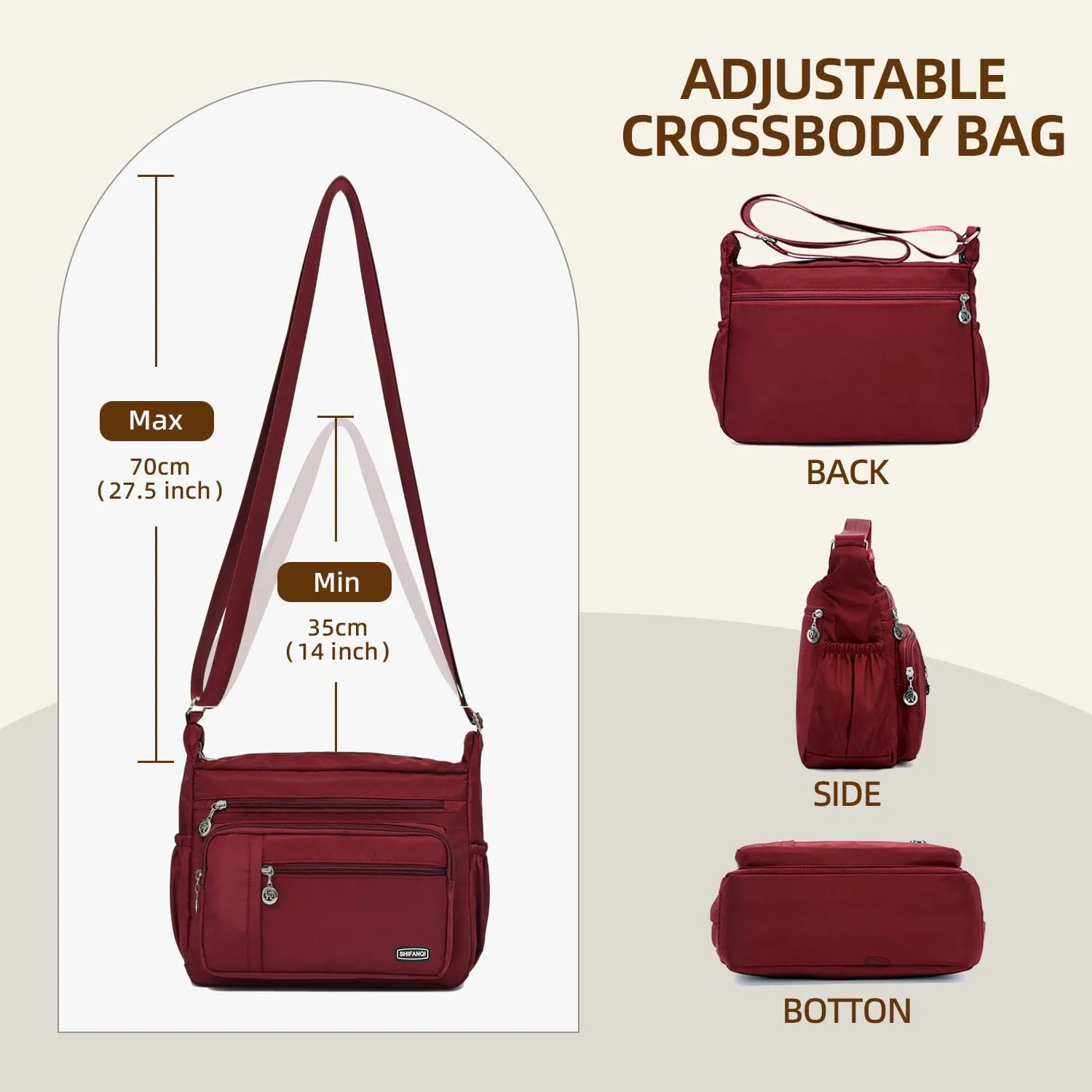 Crossbody Bag for Women,Multi Pockets Cross Body Purses for Women, Ladies Shoulder Bag, Travel Purses and Handbags