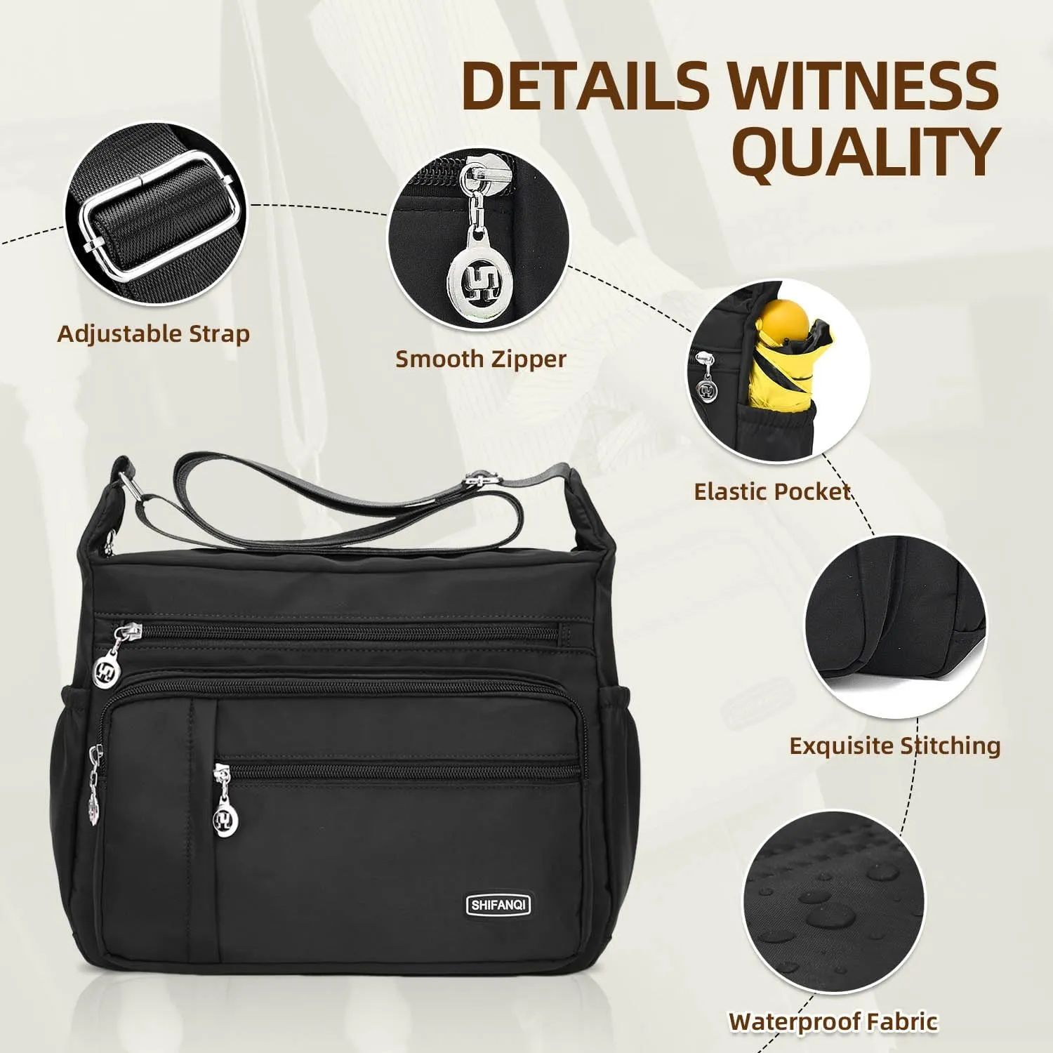 Crossbody Bag for Women,Multi Pockets Cross Body Purses for Women, Ladies Shoulder Bag, Travel Purses and Handbags