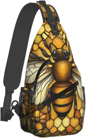 Crossbody Bags For Women Men Bee Hive Sling Backpack Chest Shoulder Bag Gym Cycling Travel Hiking Daypack