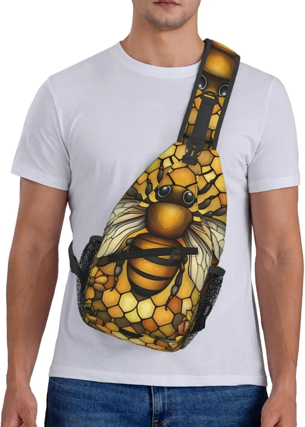 Crossbody Bags For Women Men Bee Hive Sling Backpack Chest Shoulder Bag Gym Cycling Travel Hiking Daypack
