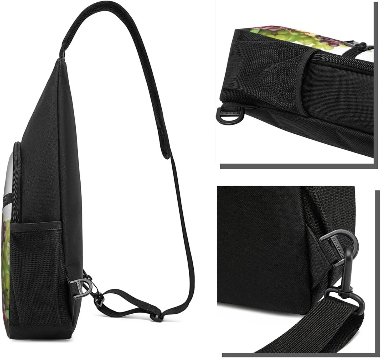 Crossbody Sling Backpack Sling Bag for Men Women Cross Chest Bag Shoulder Bag Grape Wine in Bottle Cups Travel Hiking Daypack