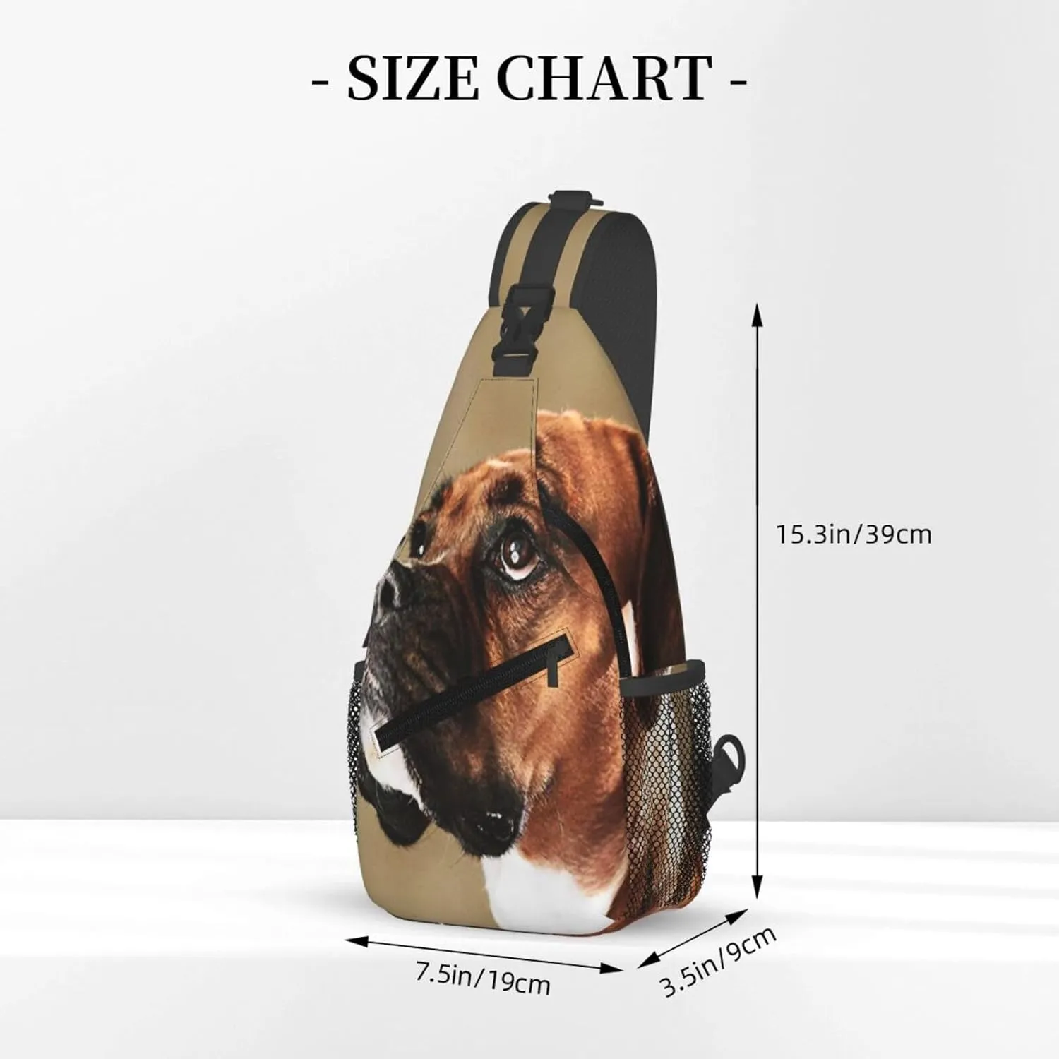Crossbody Sling Bag for Men Women, Lovely Boxer Dog Sling Backpack Shoulder Chest Bag, Anti Theft Travel Hiking Daypacks