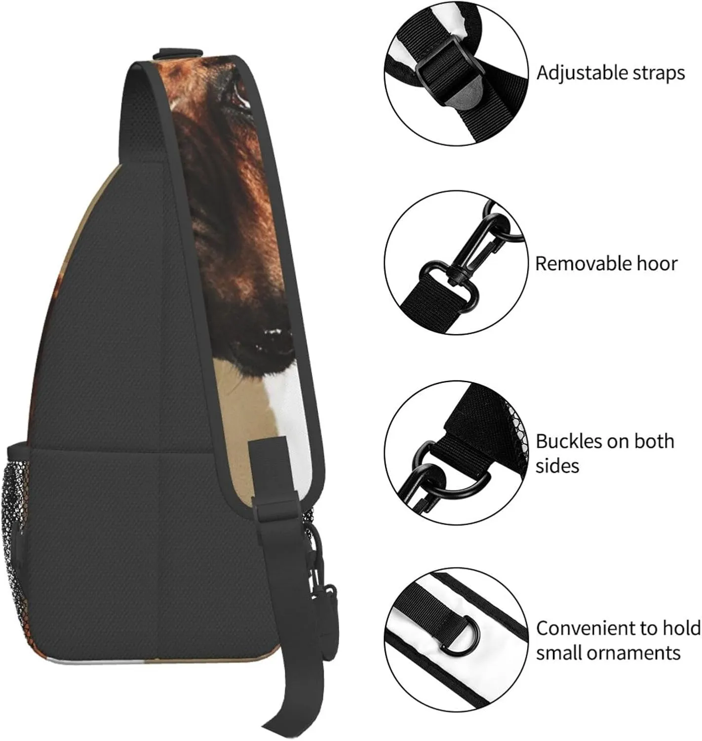Crossbody Sling Bag for Men Women, Lovely Boxer Dog Sling Backpack Shoulder Chest Bag, Anti Theft Travel Hiking Daypacks