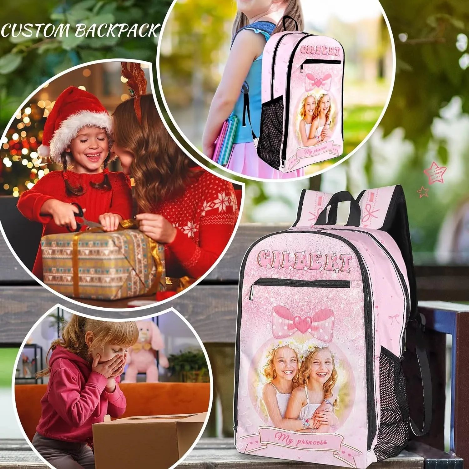 Custom Backpack for Kids Girls Boys with Name Personalized Kids Backpack for Girls School Backpack with Lunch Bag Customized Book Bags for School Travel Hiking Outdoor