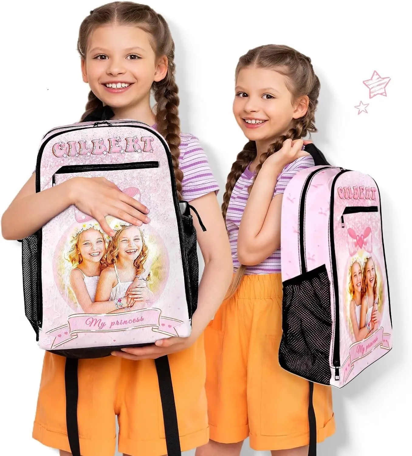 Custom Backpack for Kids Girls Boys with Name Personalized Kids Backpack for Girls School Backpack with Lunch Bag Customized Book Bags for School Travel Hiking Outdoor