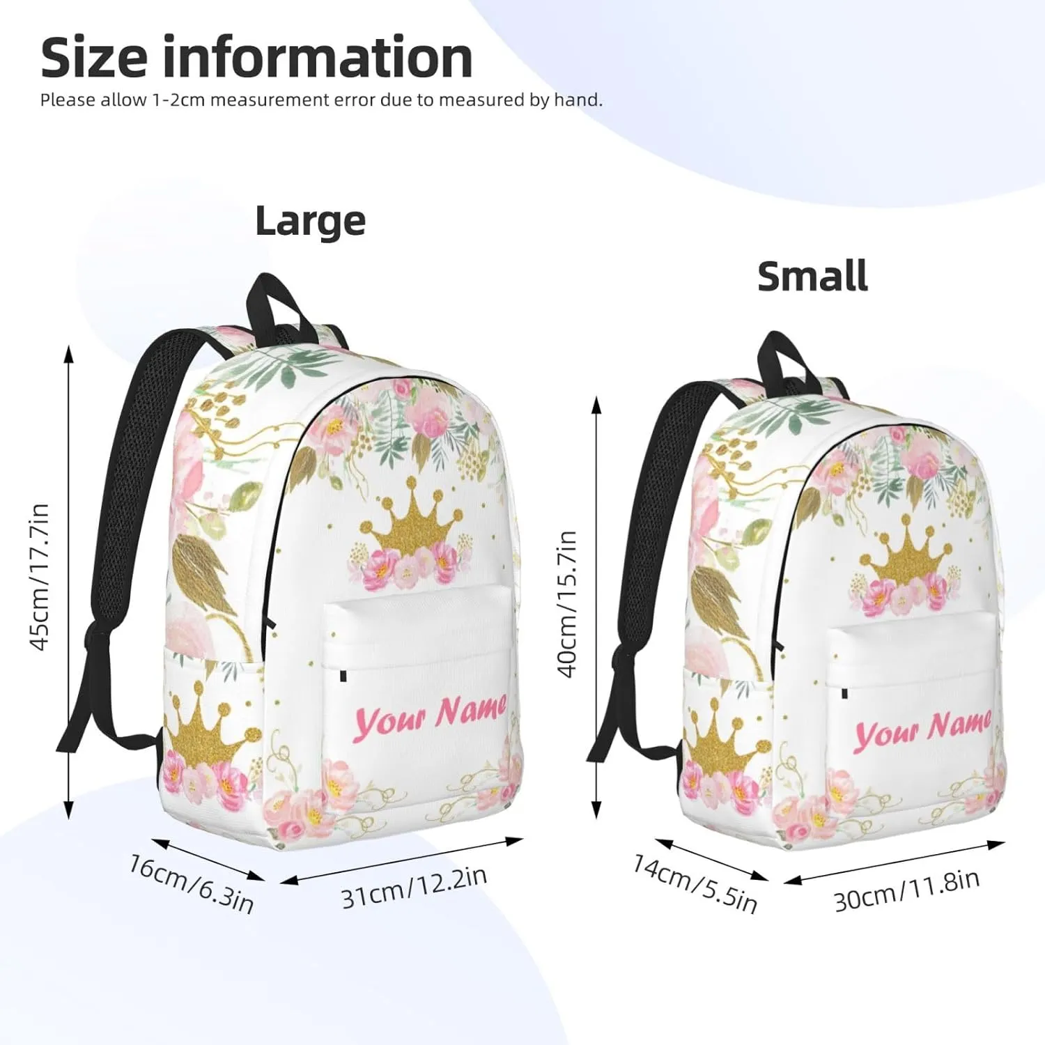 Custom Backpack for Men Women, Personalized Backpack with Name, Customized Casual Backpacks Gifts for Picnic Travel Camping Work 16in