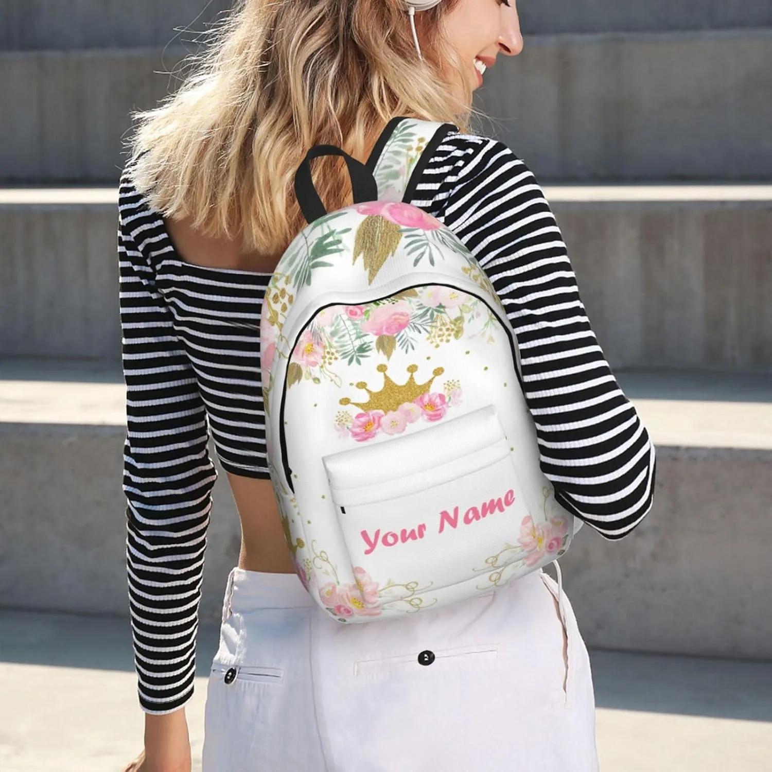 Custom Backpack for Men Women, Personalized Backpack with Name, Customized Casual Backpacks Gifts for Picnic Travel Camping Work 16in