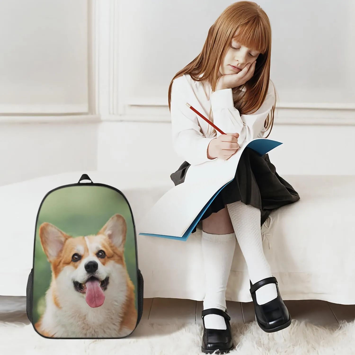 Custom Backpack Personalized 17Inch School Backpack Add Your Own Photo Text Logo, Customized School Bookbag for Boys Girls