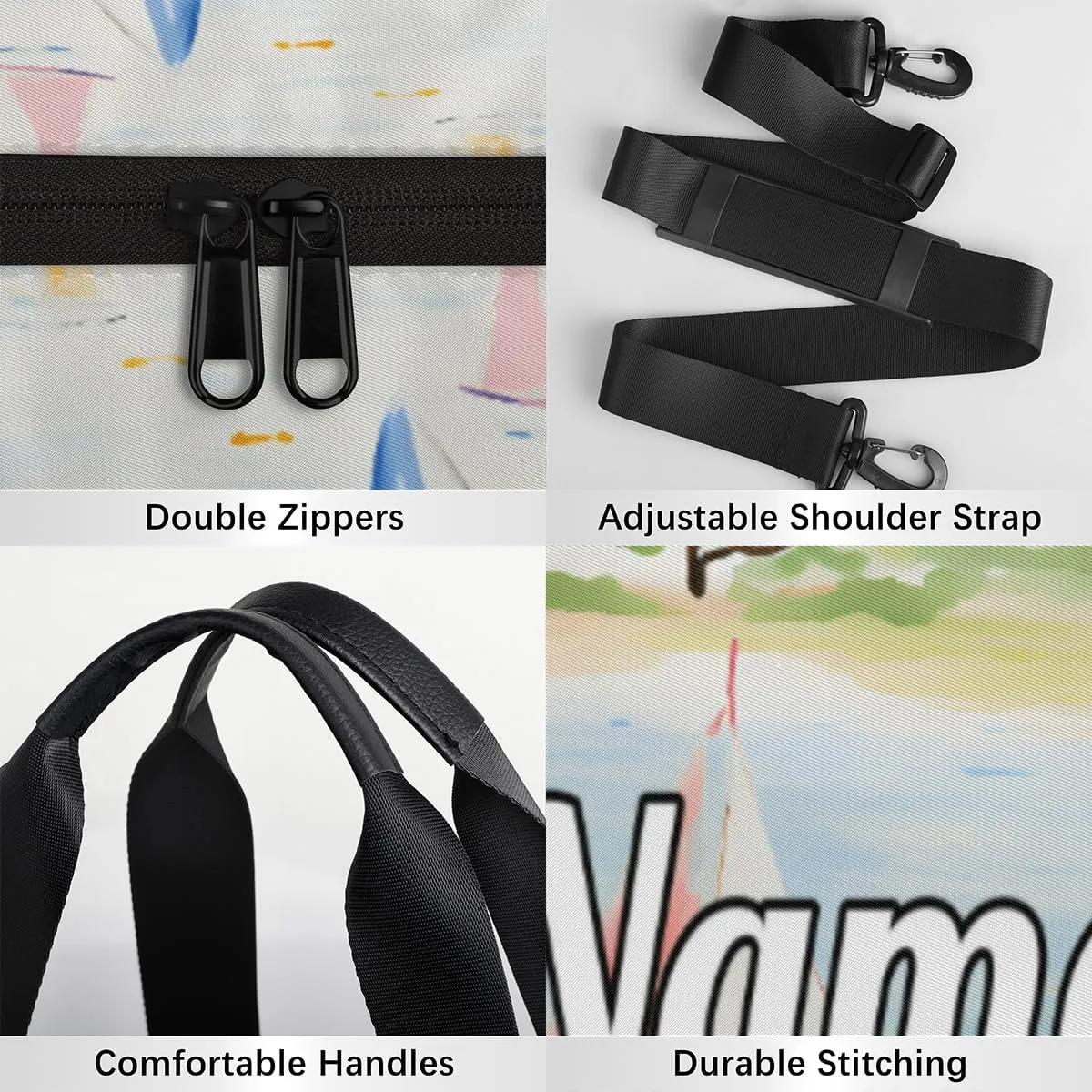 Custom Dance Duffel Bag Sport Backpacks Gyms and Weekend Overnight Travel Duffle Bag Birthday Christmas Halloween Waterproof, Cartoon Sailboat Ship