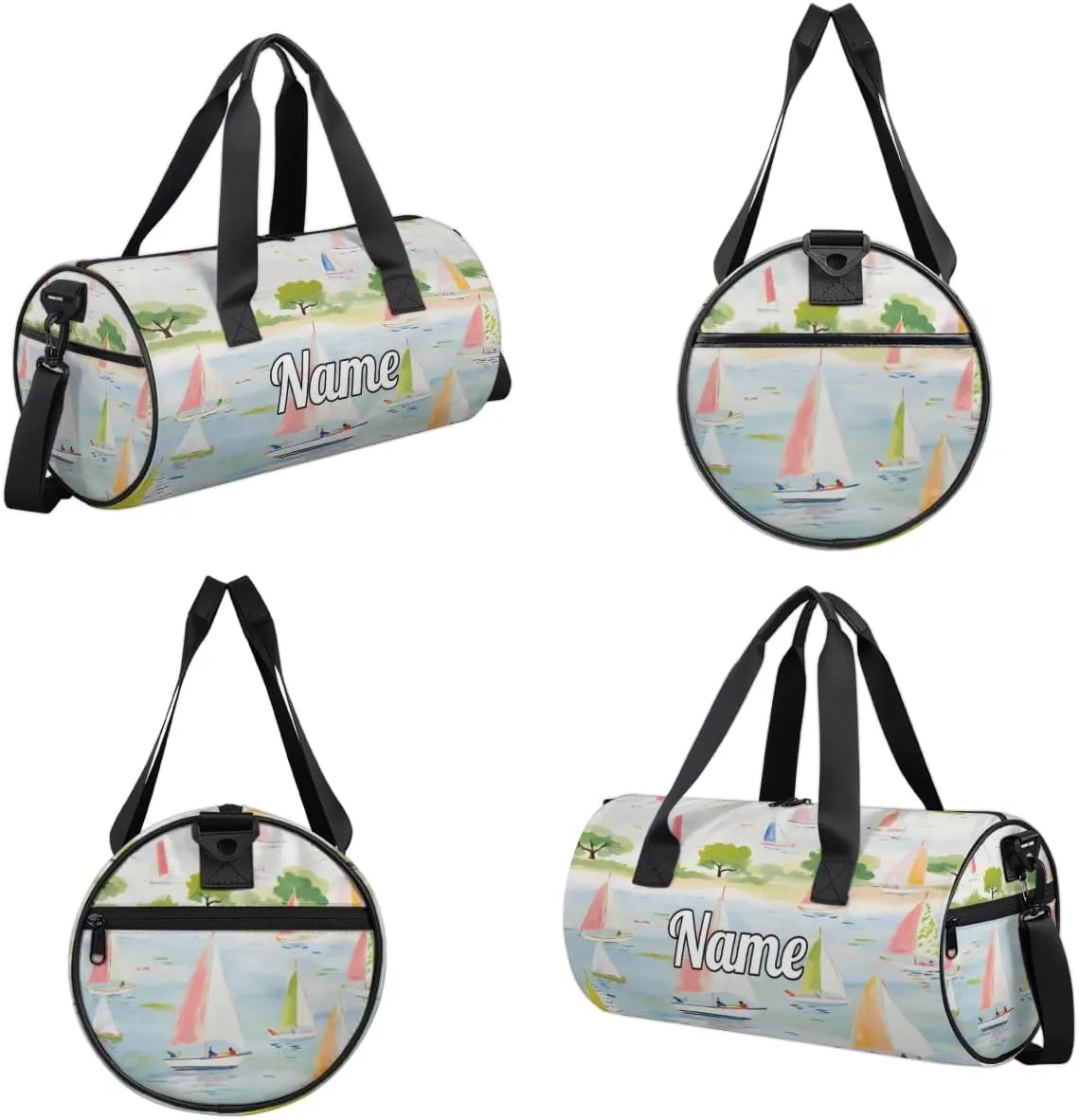 Custom Dance Duffel Bag Sport Backpacks Gyms and Weekend Overnight Travel Duffle Bag Birthday Christmas Halloween Waterproof, Cartoon Sailboat Ship