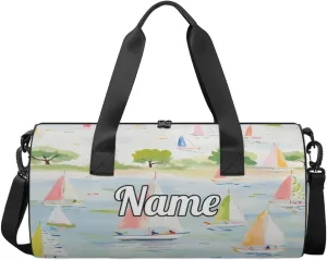 Custom Dance Duffel Bag Sport Backpacks Gyms and Weekend Overnight Travel Duffle Bag Birthday Christmas Halloween Waterproof, Cartoon Sailboat Ship