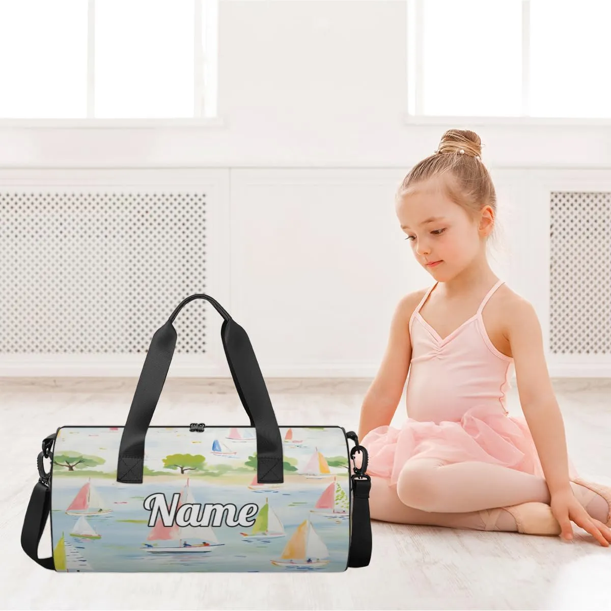Custom Dance Duffel Bag Sport Backpacks Gyms and Weekend Overnight Travel Duffle Bag Birthday Christmas Halloween Waterproof, Cartoon Sailboat Ship