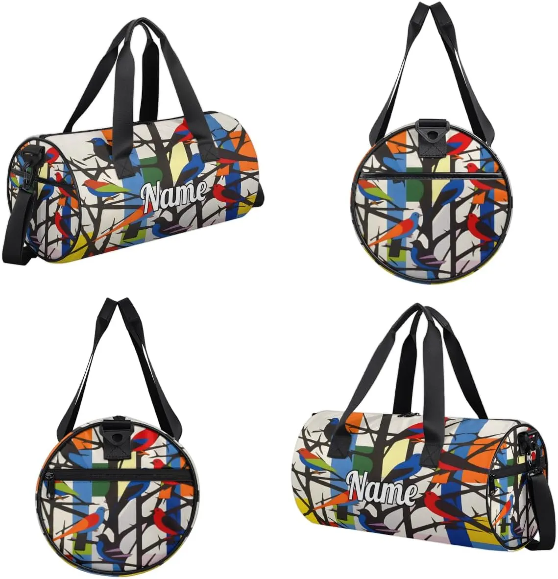Custom Dance Duffel Bag Sport Backpacks Gyms and Weekend Overnight Travel Duffle Bag Birthday Christmas Halloween Waterproof, Colorful Birds On the Tree