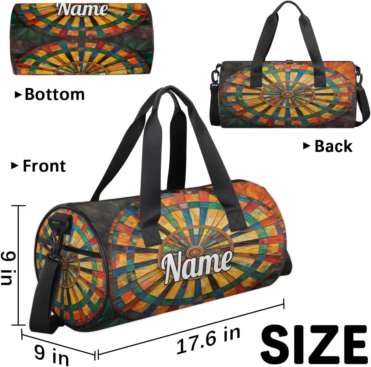 Custom Dance Duffel Bag Sport Backpacks Gyms and Weekend Overnight Travel Duffle Bag Birthday Christmas Halloween Waterproof, Darts Board Sports