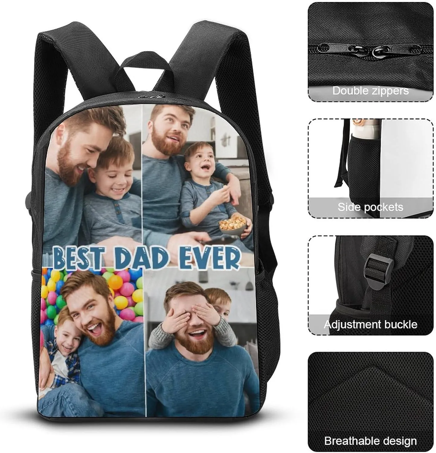 Custom Personalized Backpack Customize Image Photo Text Name Logo Laptop Bag Causul Daypack (4 Photos)