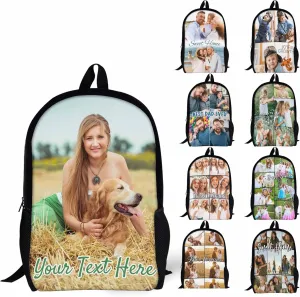 Custom Personalized Backpack Customize Image Photo Text Name Logo Laptop Bag Causul Daypack (4 Photos)