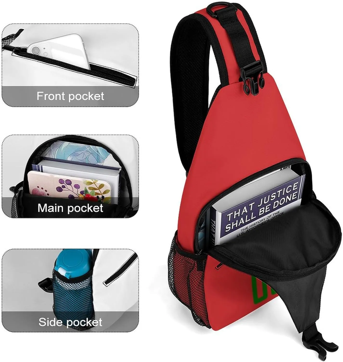 Custom Portugal Sling Bag,Soccer Chest Bag,Personalized Any Name Number Crossbody Backpack,Cycling Travel Daypack For Men Women