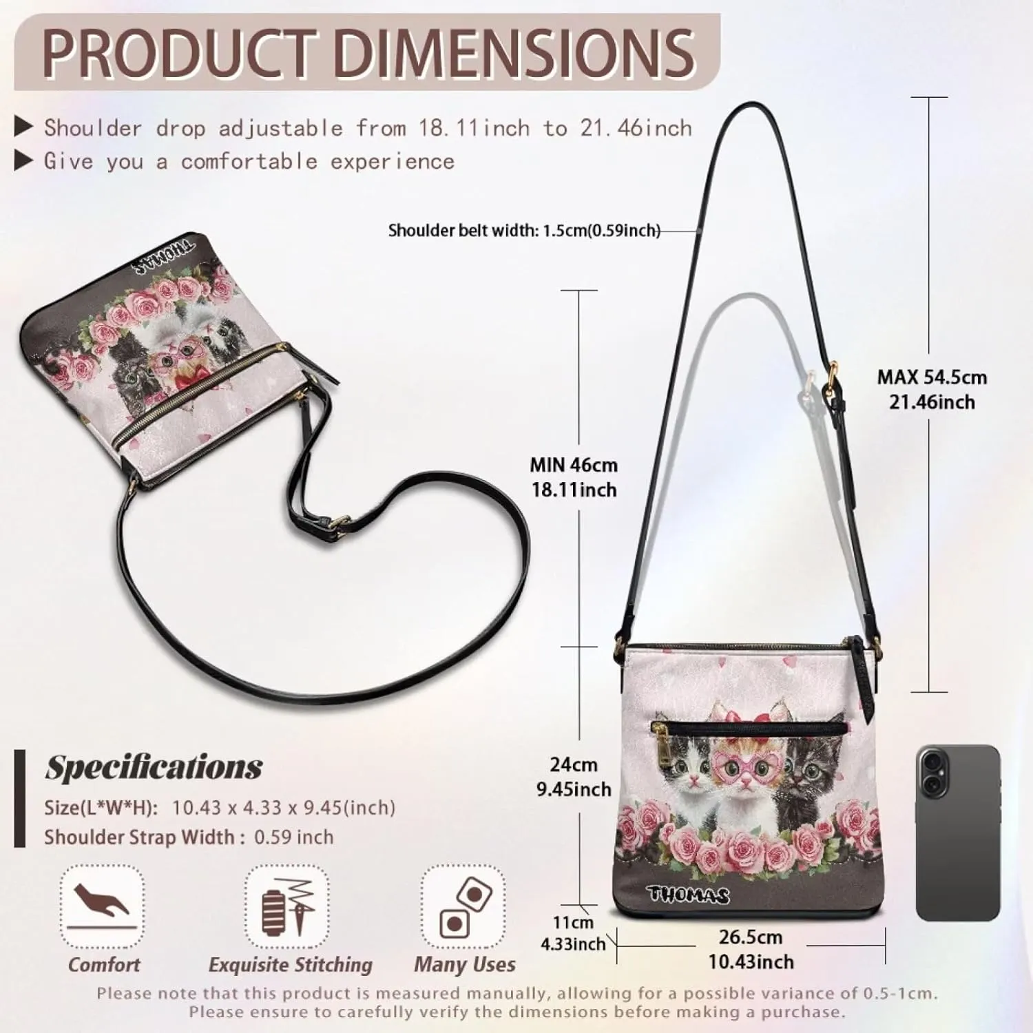 Customized Crossbody Bag for Women Leather Crossbody Purse Handbag Shoulder Bag for Shopping Dating