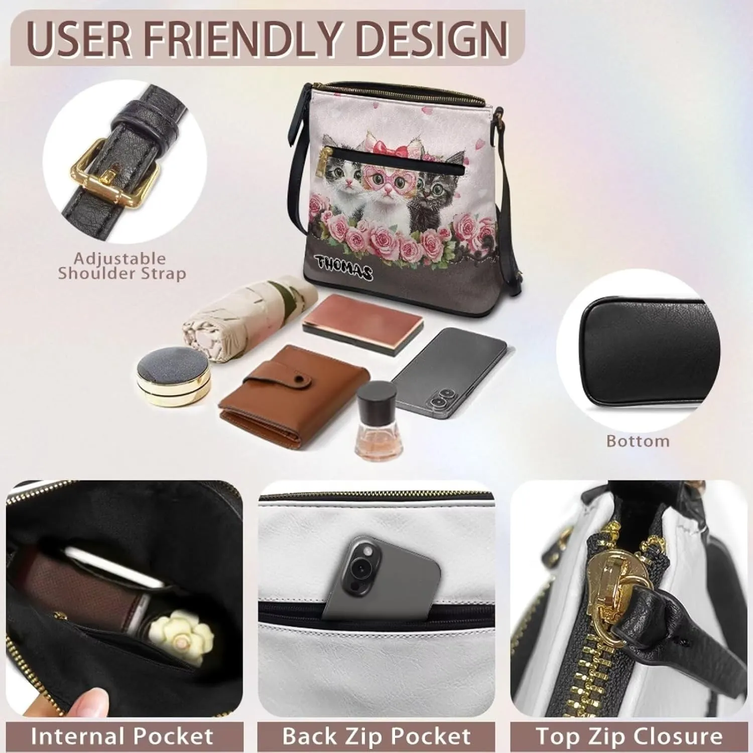 Customized Crossbody Bag for Women Leather Crossbody Purse Handbag Shoulder Bag for Shopping Dating