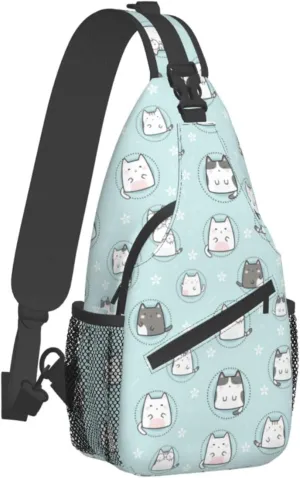 Cute Cat Sling Bag Crossbody Backpack Women Kawaii Present Outdoor Casual