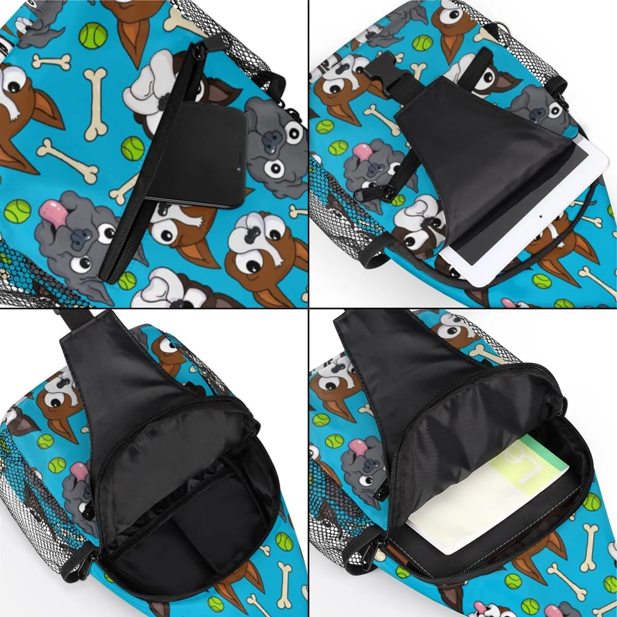 Cute Dog Print Sling Bag for Women Men Crossbody Sling Backpack Shoulder Bag Chest Bag Daypack for Travel Hiking Outdoor