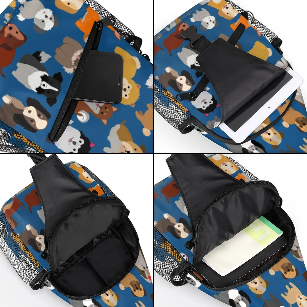 Cute Dogs Sling Bag for Women Men Crossbody Sling Backpack Shoulder Bag Chest Bag Daypack for Travel Hiking Outdoor