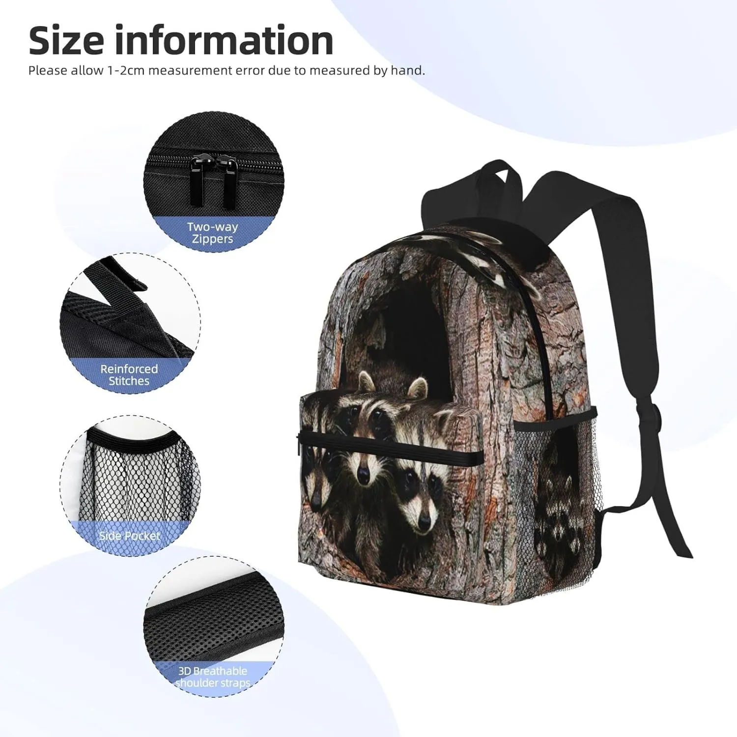 Cute Raccoon Family Backpack, Travel Laptop Backpack Computer Bag Rucksack for Men Women Business Work Fits 15.6 Inch Notebook