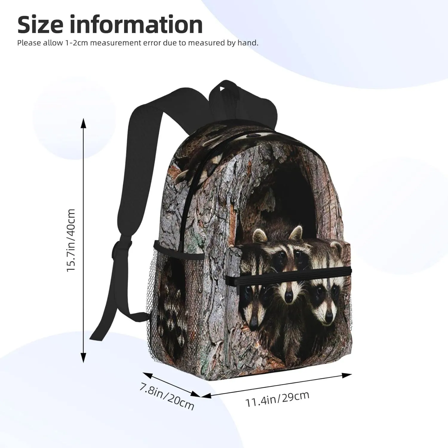 Cute Raccoon Family Backpack, Travel Laptop Backpack Computer Bag Rucksack for Men Women Business Work Fits 15.6 Inch Notebook