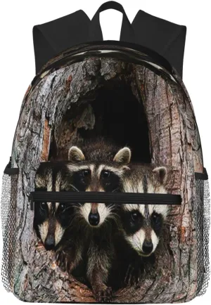 Cute Raccoon Family Backpack, Travel Laptop Backpack Computer Bag Rucksack for Men Women Business Work Fits 15.6 Inch Notebook