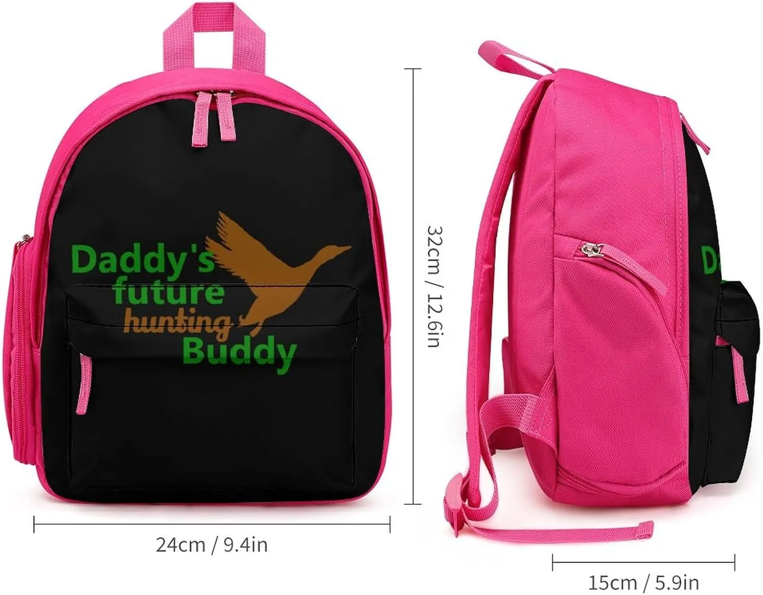 Daddy's Future Hunting Buddy Simple Backpack Lightweight Cute Printing Shoulder Bag Family Travel Pink-style