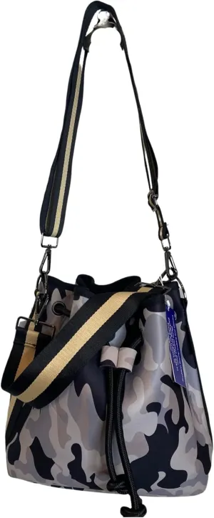 Dallas Hill Designs Crossbody Bucket Purse for Women | Neoprene Handbag | Drawstring Hobo Shoulder Bag | Plus Extra Pouch