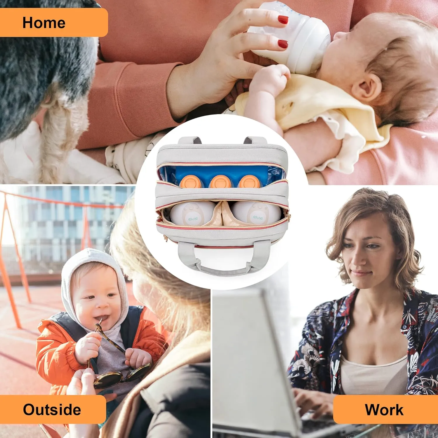 Damero Wearable Breast Pump Bag with Ice Pack Compatible with Elvie, Momcozy and Medela Breast Pump, Carrying Bag for Wearable Breast Pump, Bottles, Pump Parts and More, Patent Design