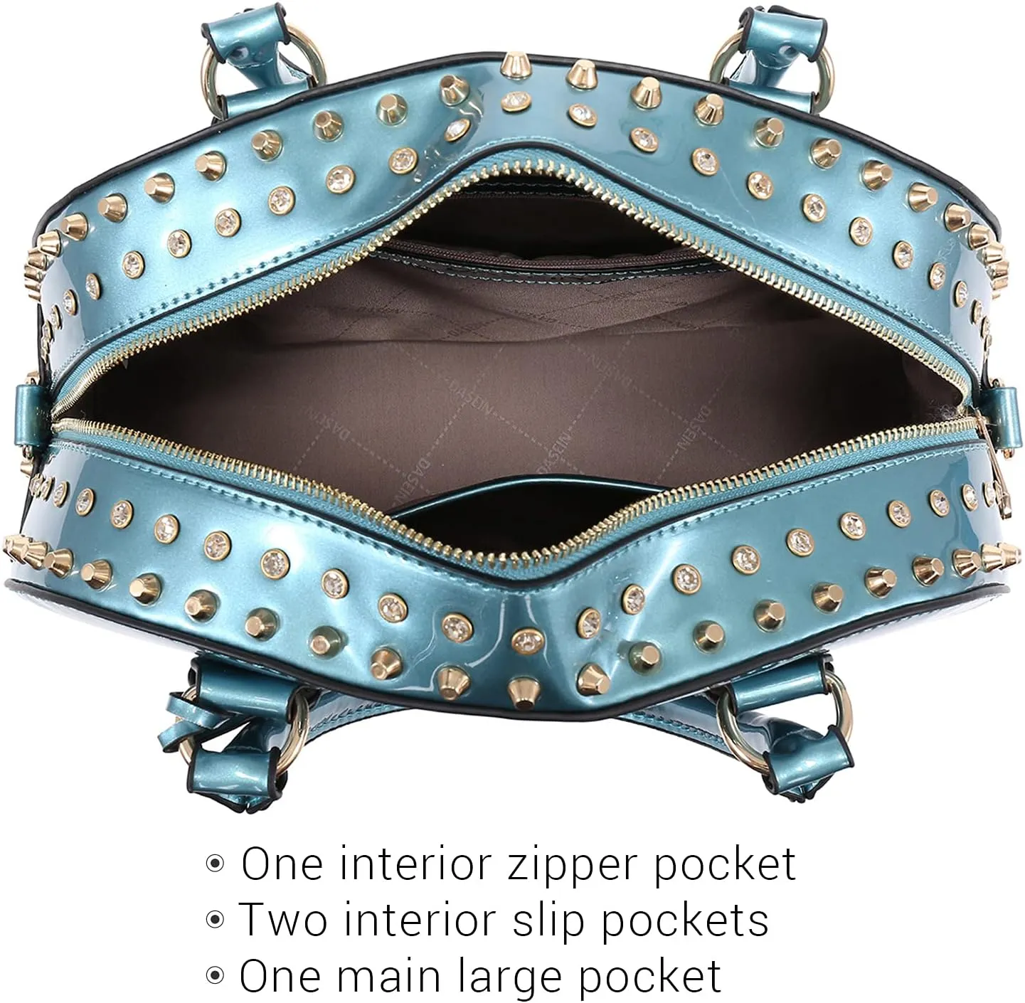 Dasein Women Patent Leather Purses Handbags Dome Satchel Purse Work Tote Structured Shoulder Bag with Long Strap