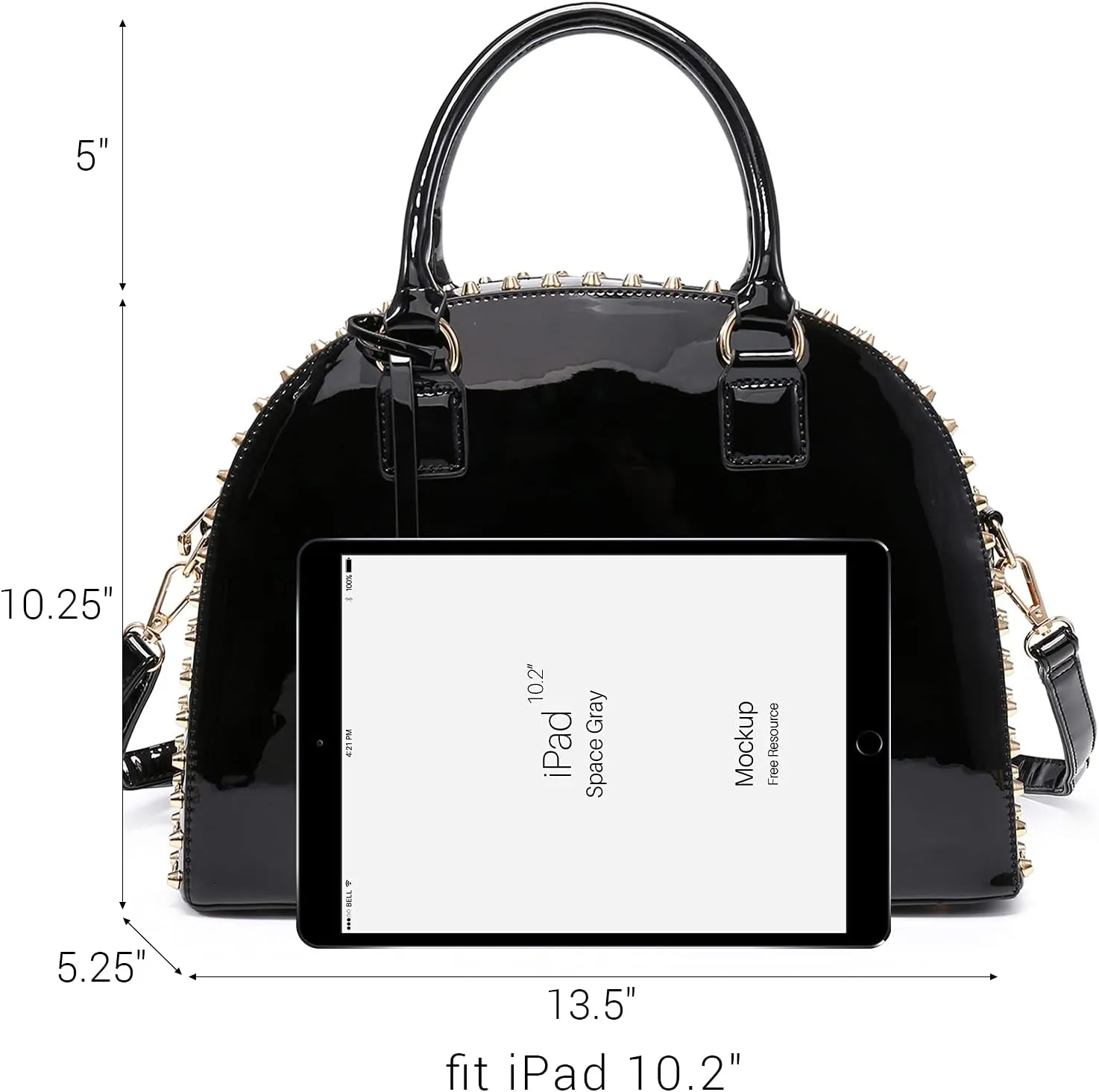 Dasein Women Patent Leather Purses Handbags Dome Satchel Purse Work Tote Structured Shoulder Bag with Long Strap