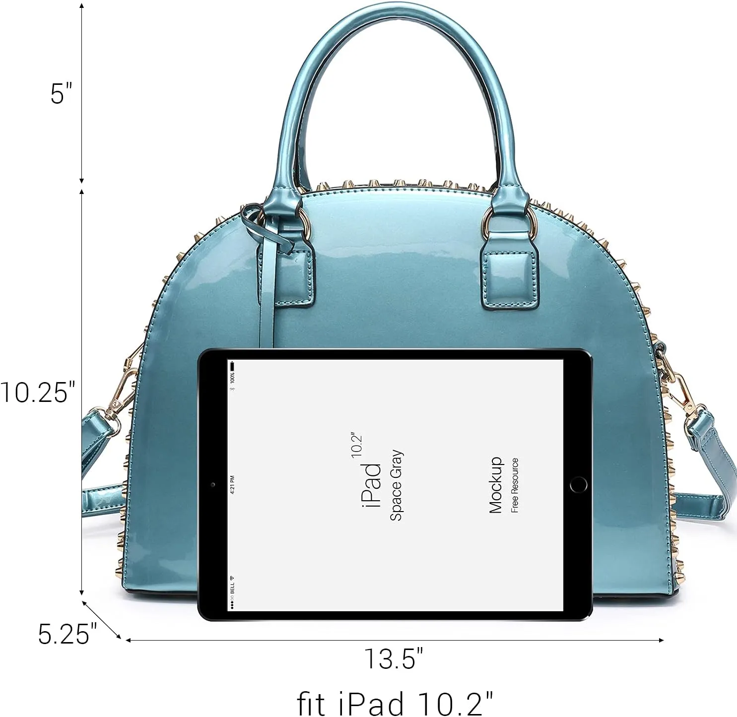 Dasein Women Patent Leather Purses Handbags Dome Satchel Purse Work Tote Structured Shoulder Bag with Long Strap