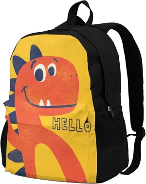 Delerain Cute Orange Dinosaur Kids Backpack School Book Bag Travel Daypack Shoulder Bag 17 Inch Plus Lightweight Laptop Bag For 1-6th Grade Boys Girls Back To School