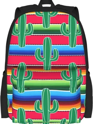 Delerain Green Cactus Kids Backpack School Book Bag Travel Daypack Shoulder Bag 16 Inch Plus Lightweight Laptop Bag for 1-6th Grade Boys Girls Back to School