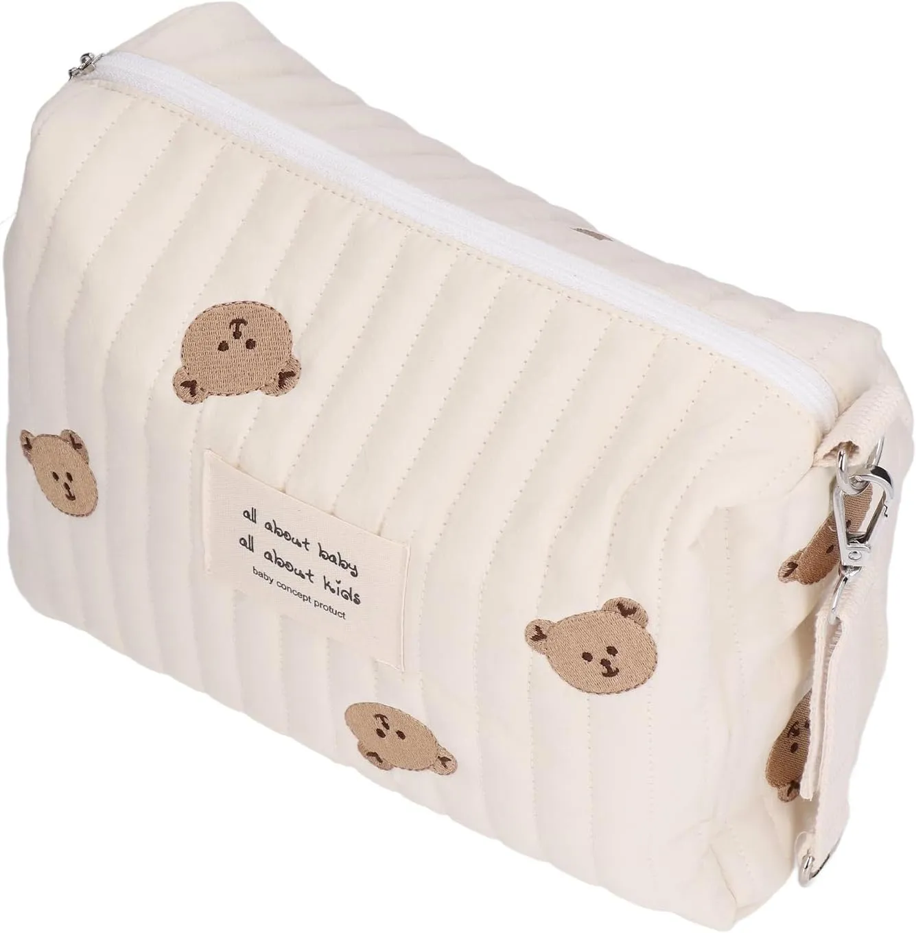 Diaper Bag, Baby Tote Bag Quilted Cotton Cute Pattern Nappy Diaper Storage Bag with Stroller Hooks Portable Stroller Baby Diaper Bag Diaper Bag Organizer Pouches for Baby Bottles